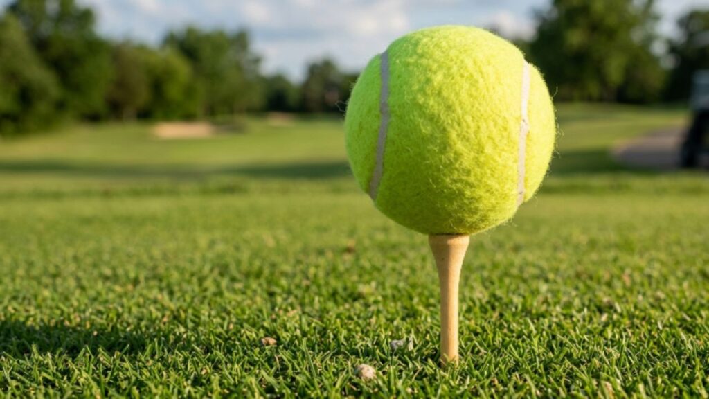 A Tennis Ball and Golf Tee Combination