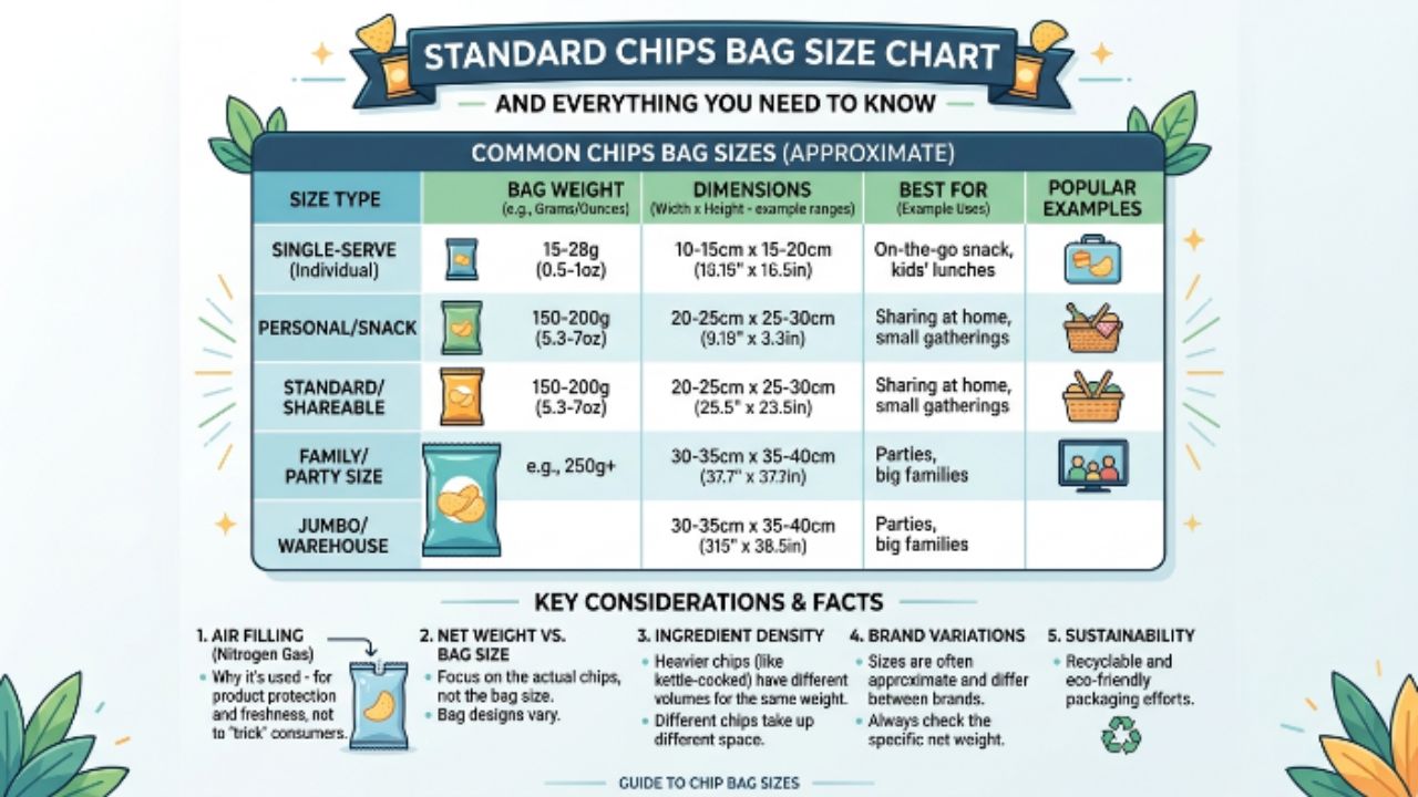 Standard Chips Bag Size Chart